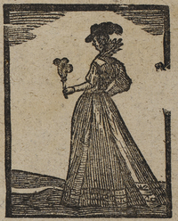 A woodcut of an early modern English woman.