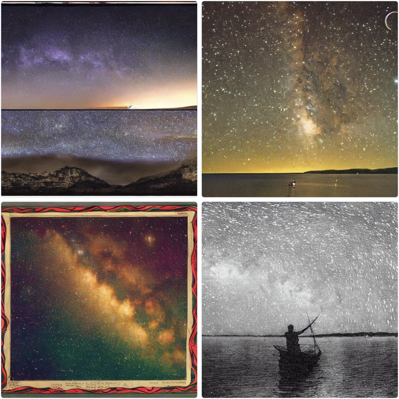 examples of starry skies generated with an AI art program