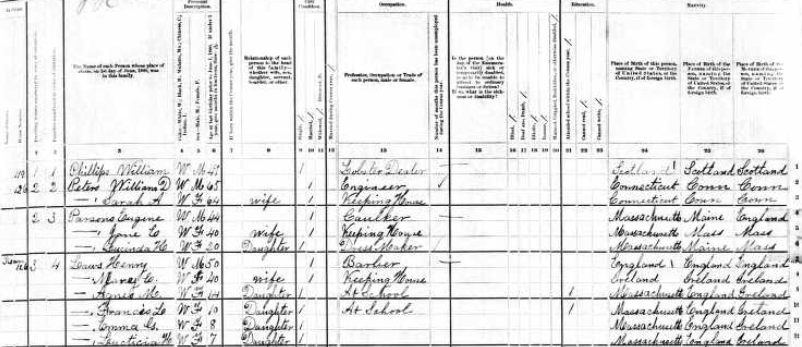 snippet from 19th century census