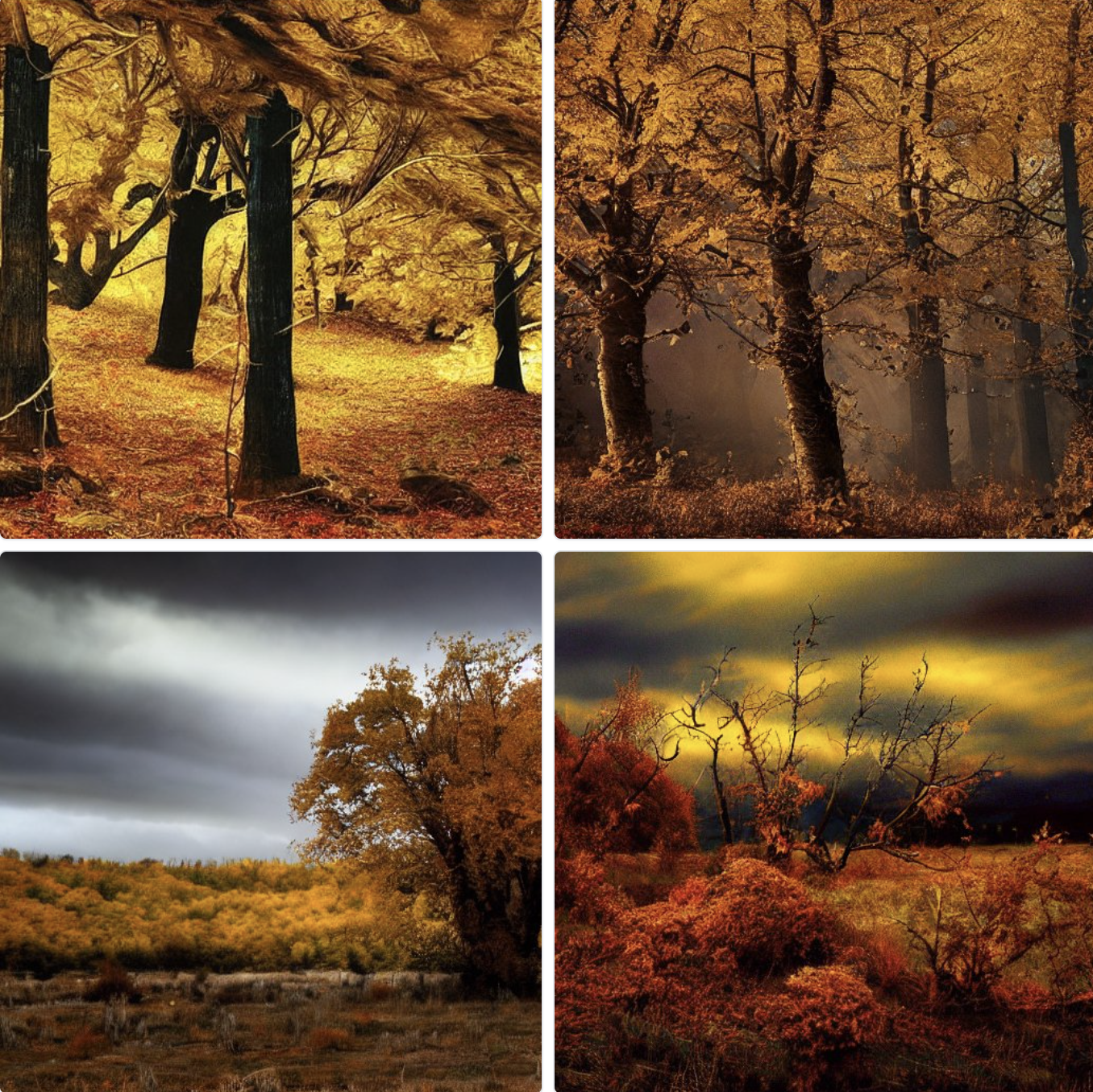 examples of ai generated are of wind in autumn trees